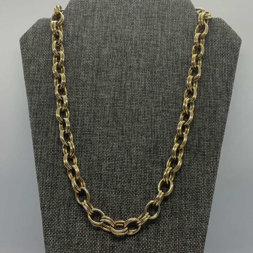 Vintage Signed Erwin Pearl Double Link Gold Chain Necklace - Picture 5 of 8